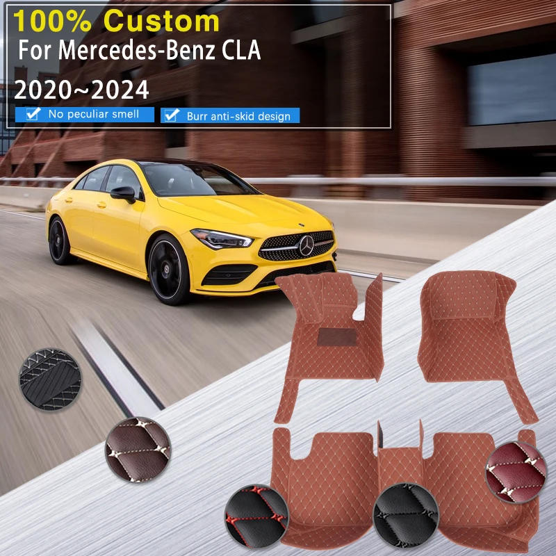 

Leather Car Mats For Mercedes-Benz CLA C118 2020 2021 2022 2023 2024 Waterproof Pads Floor Covers Floor Carpets Auto Accessories