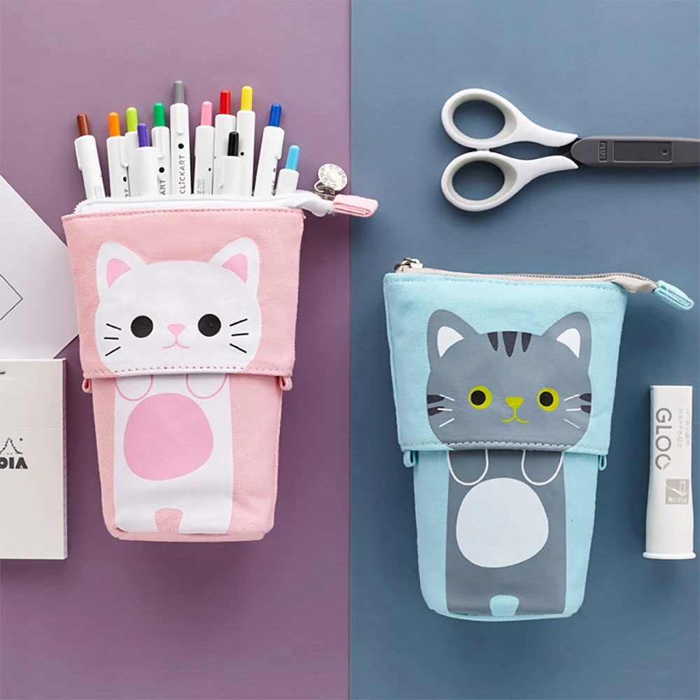 Flexible Big Cat Pencil Case Fabric Quality School Supplies Stationery Gift School Cute Pen Box Pencilcase Pencil Bag Organizer