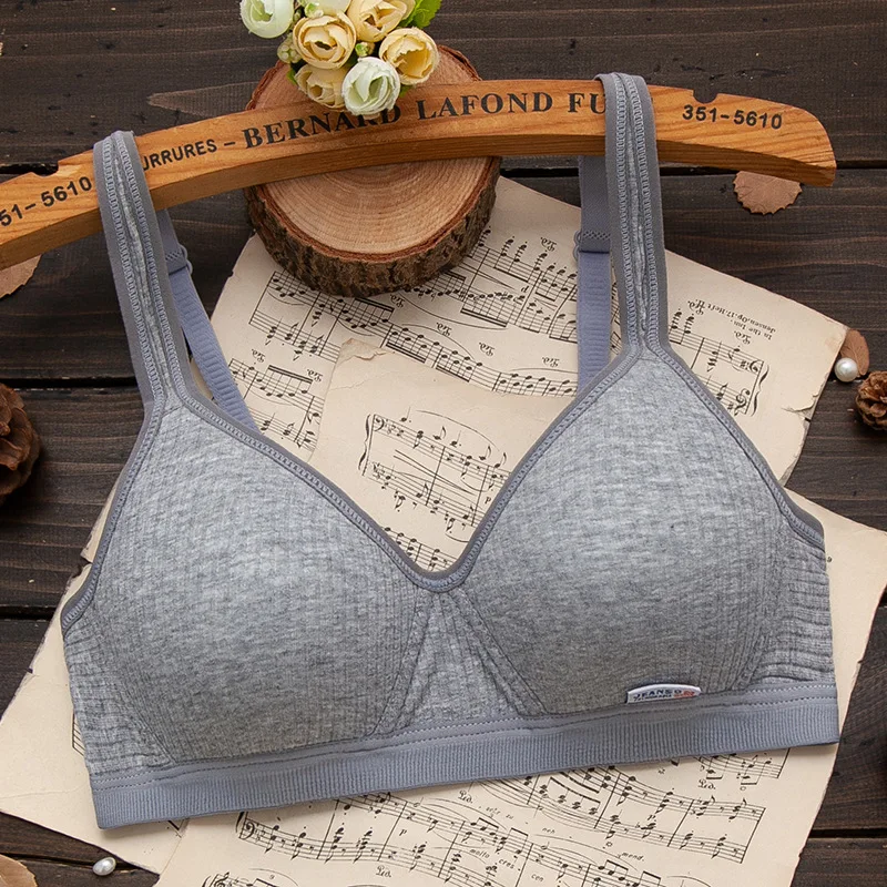 2023 Simple Cotton Girl Bra Underwear Student Bra Teen Girls Thin Section Without Steel Ring Comfortable Bra