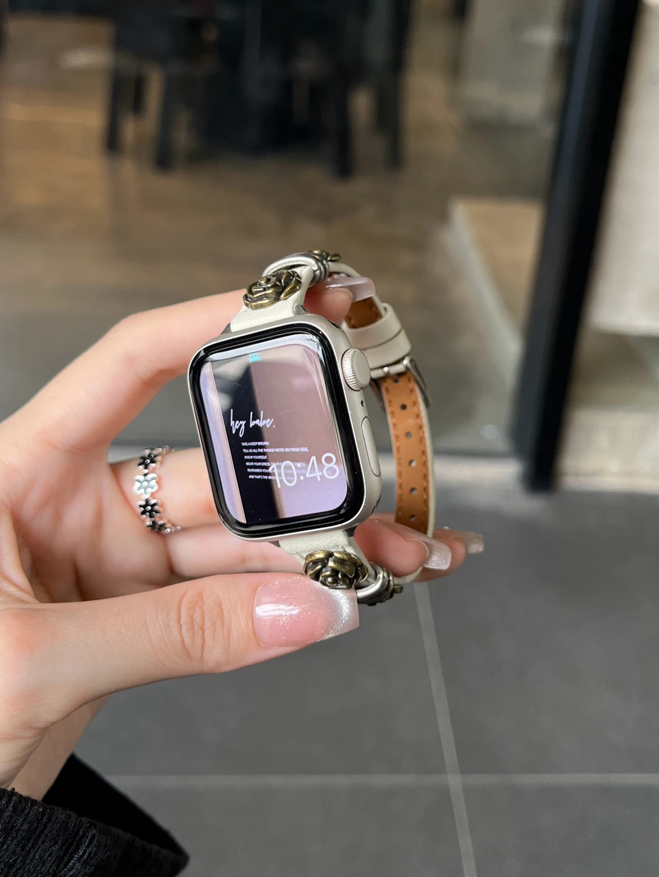 Leather Loop For Apple Watch band women white Ultra 10/9/8/7/6/5/4/3/2/1 SE 38mm 40mm 41mm 42mm 44mm 45mm 46mm