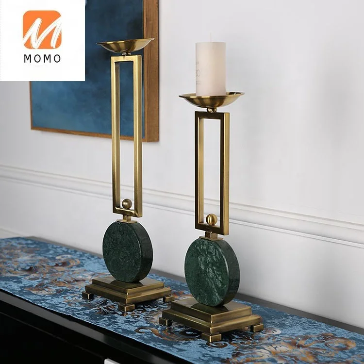 Creative Candle Holder Round Marble Iron Square Retro Romantic Candlelight Dinner Candlestick