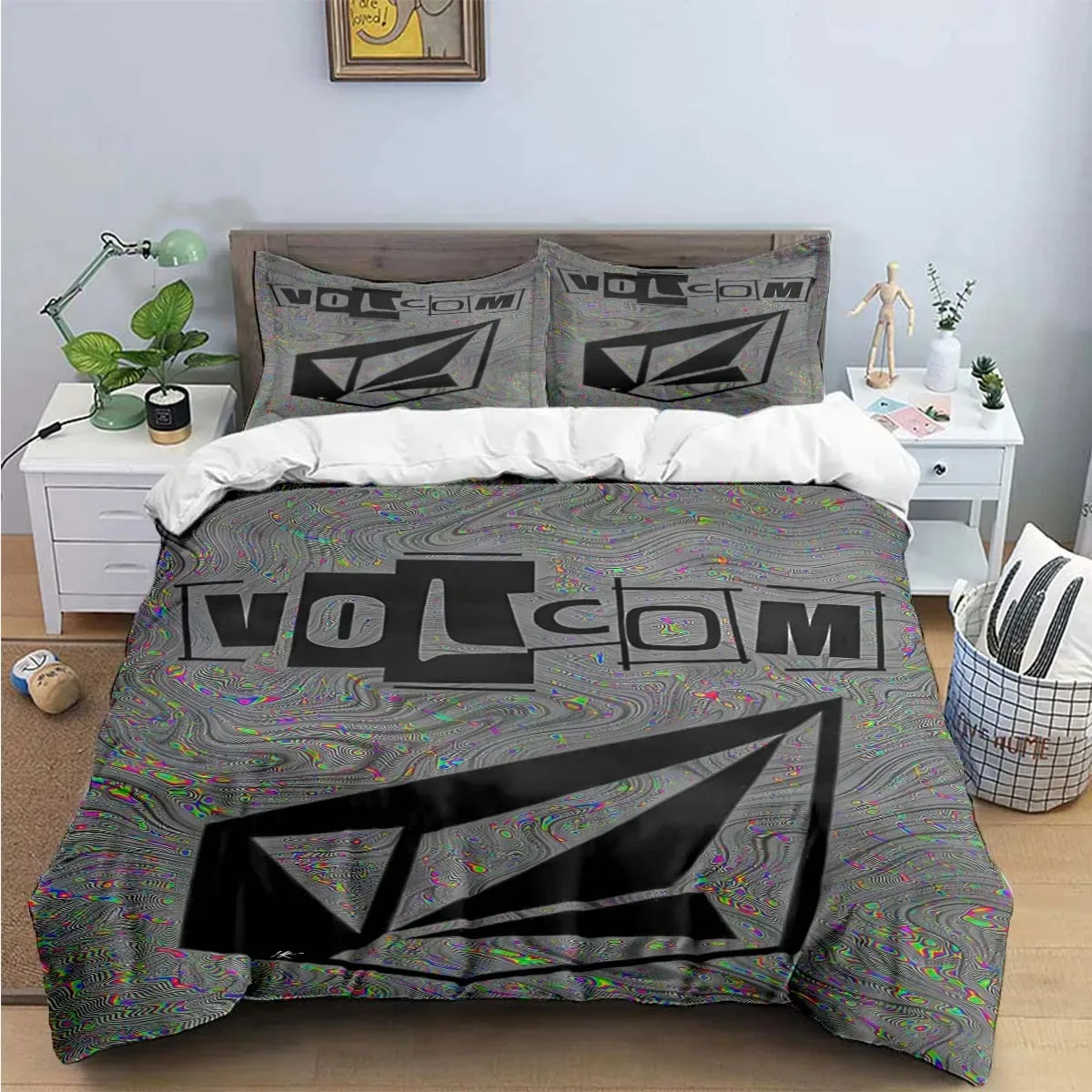 Exquisite V-VOLCOM Print Bedding Sets Exquisite Bed Supplies Set Duvet Cover Bed Comforter Set Bedding Set Luxury Gift