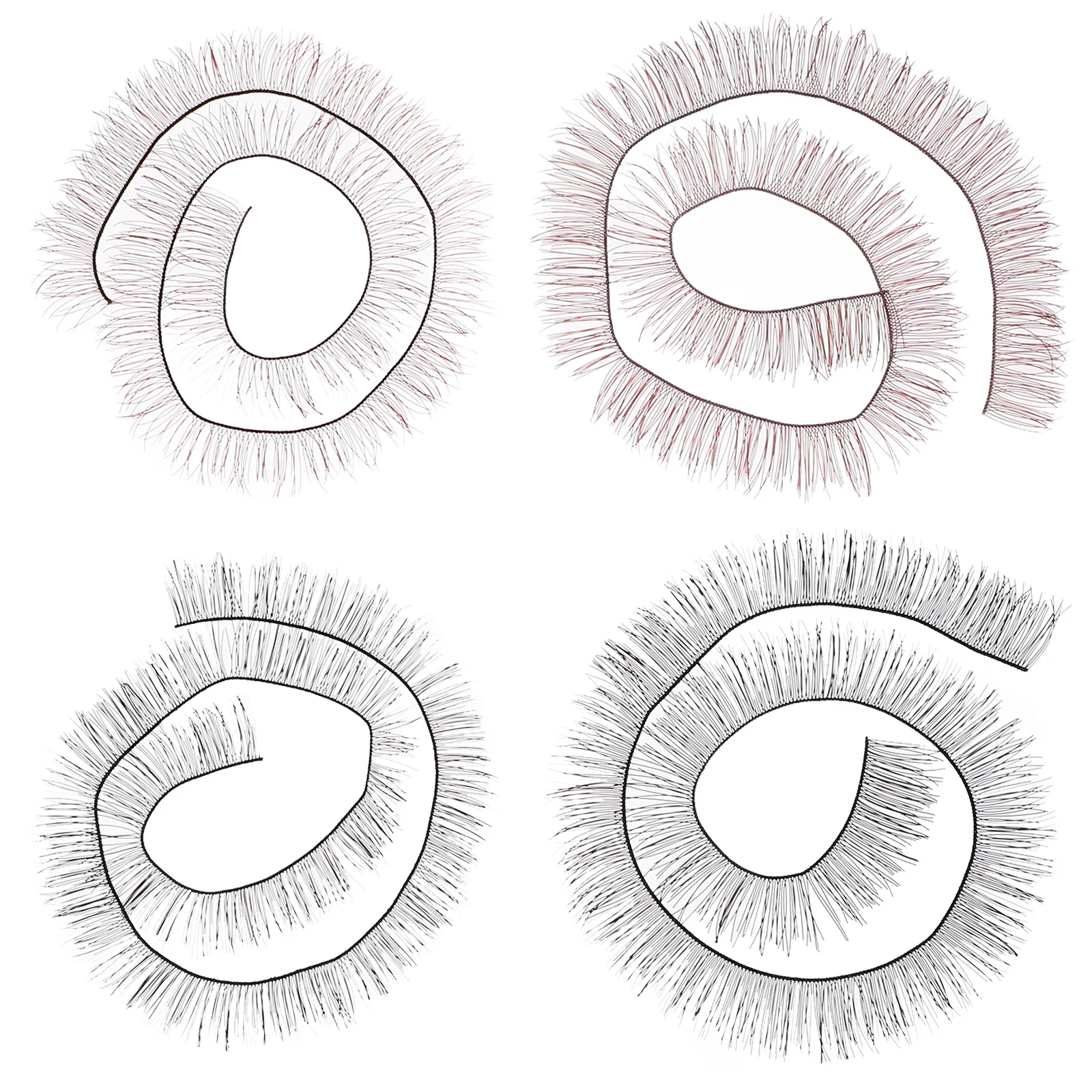 4 pièces faux cils naturels faux cils accessoires noir 1 cm marron 1 cm noir 0.8 cm marron 0.8 cm longs cils épais pour le maquillage
