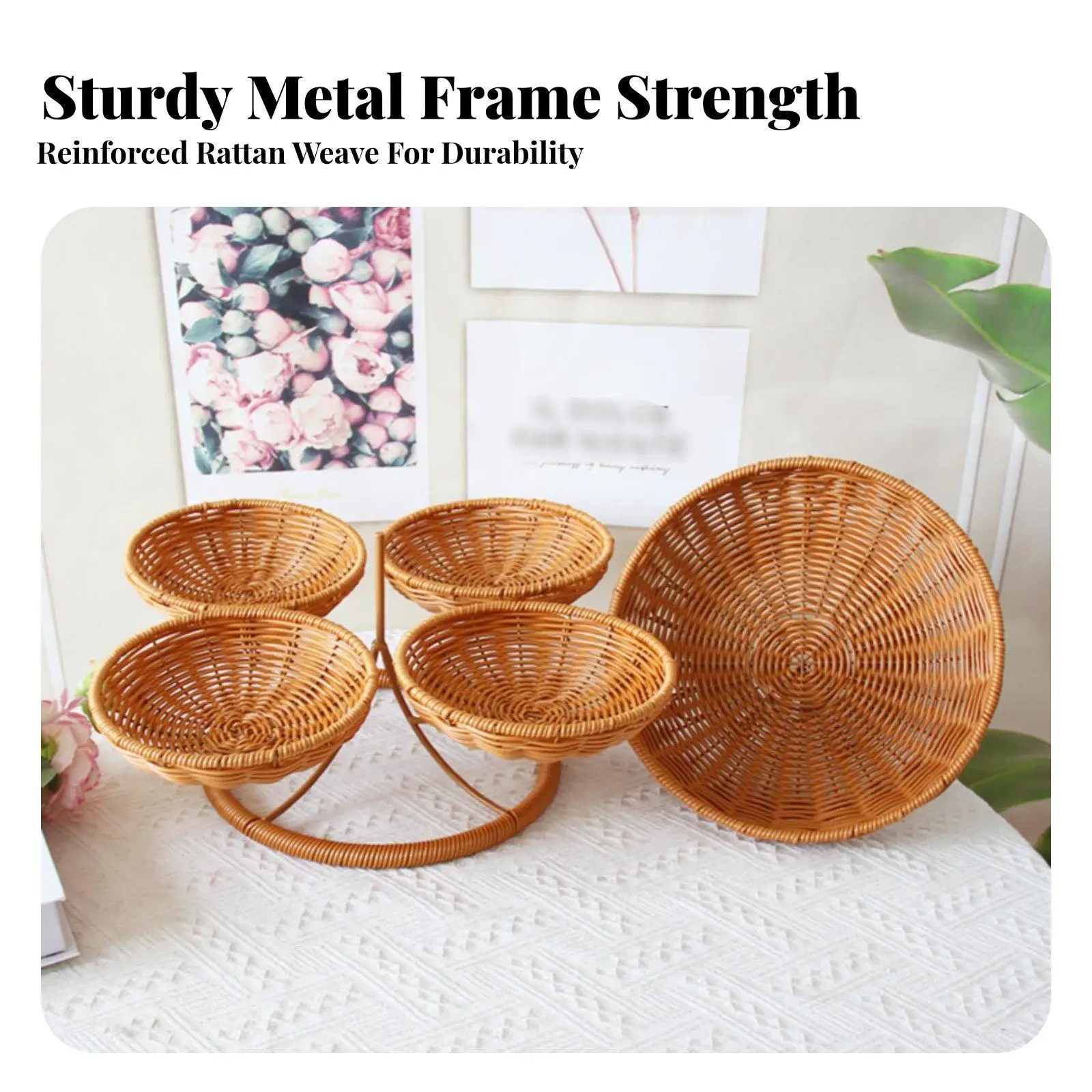 Imitation Rattan Serving Tray Rustic Design Imitation Rattan Tray Poly Wicker
