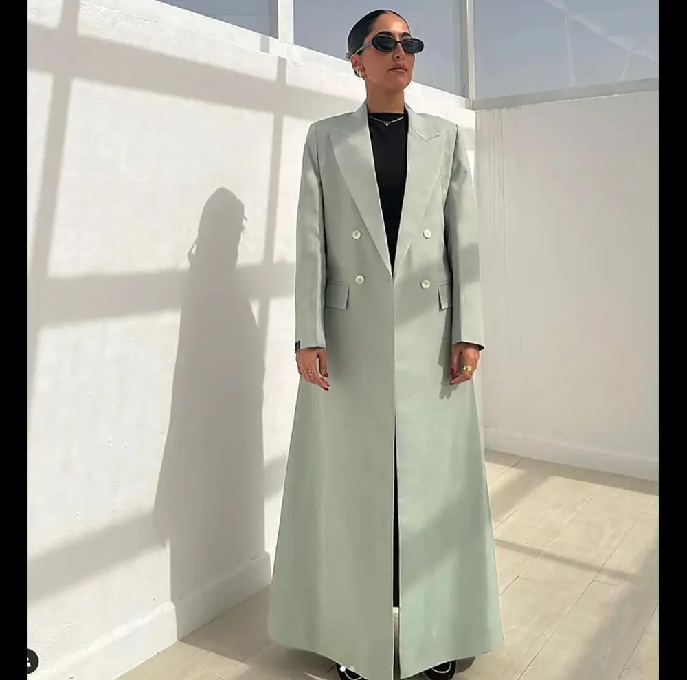 Luxury Loose Women Long Jacket Double Breasted Female Daily Coat Formal Ankle Length Dress jaqueta feminina