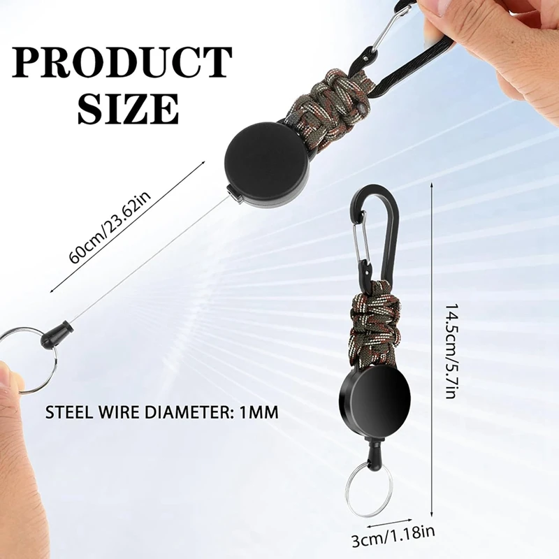 3แพ็คพวงกุญแจแบบพับเก็บได้Heavy Duty Retractable Lanyardผู้ถือป้ายRetractable Clip Retractable Key Ring Key Holderทนทาน