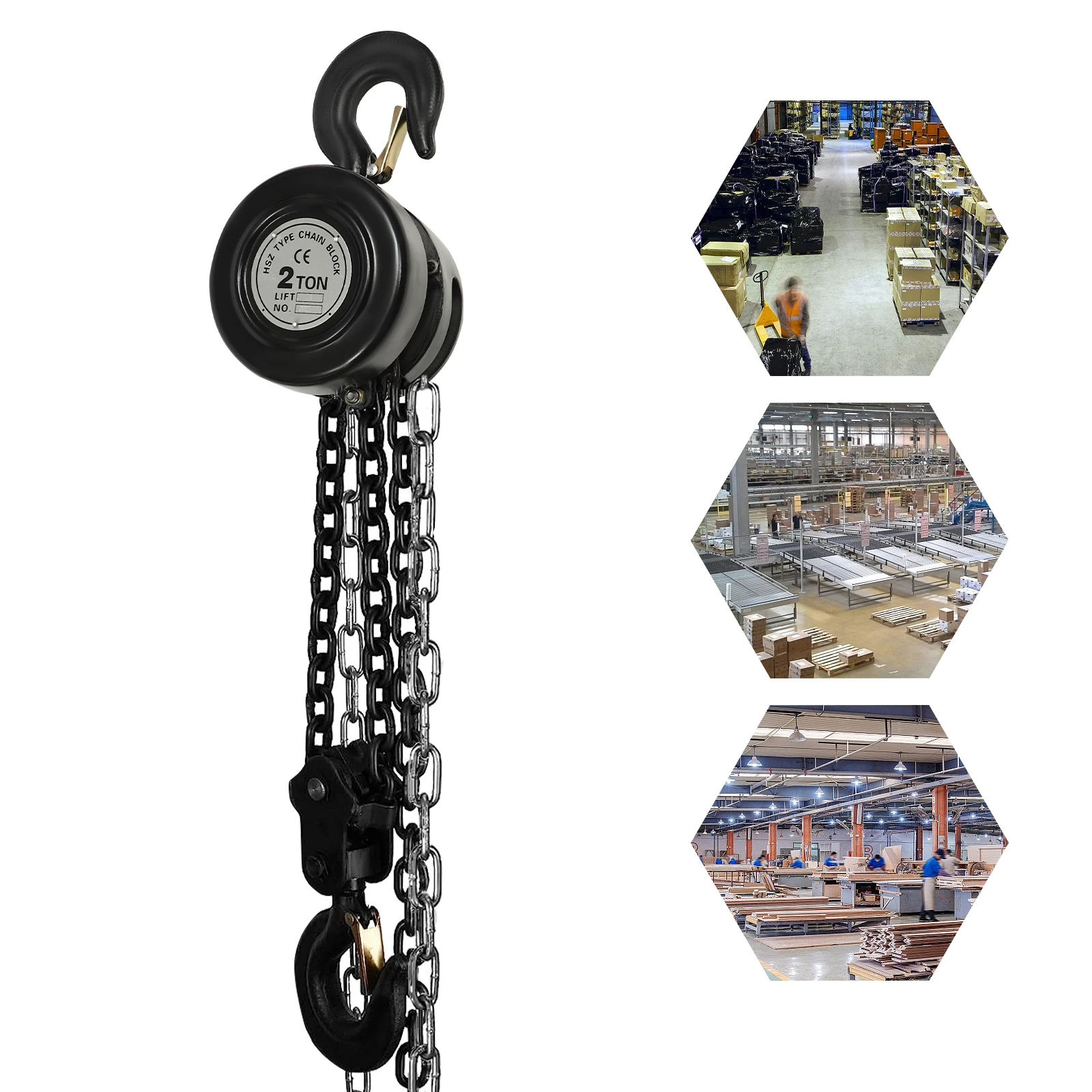 

Hand Chain Hoist, 2 Ton Capacity, 10ft Lifting Height, Alloy Steel Hook, G80 Manganese Steel Chain, Easy Operation, No Assembly