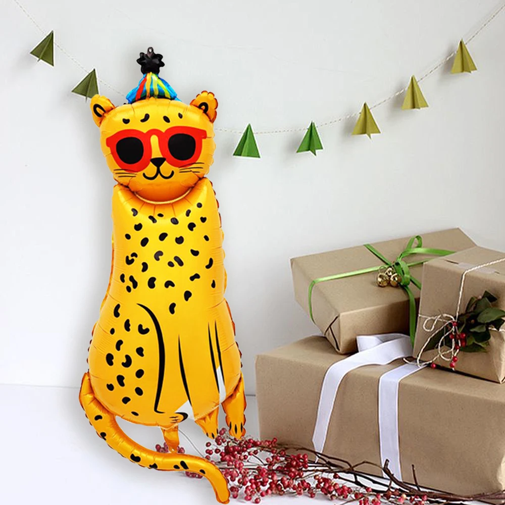 2 Stück riesige Aluminiumfolienballons mit Leopardenmuster, geeignet für Partys mit Dschungeltier-Motiv und zur Dekoration von Kindergeburtstagen. – Detail 5