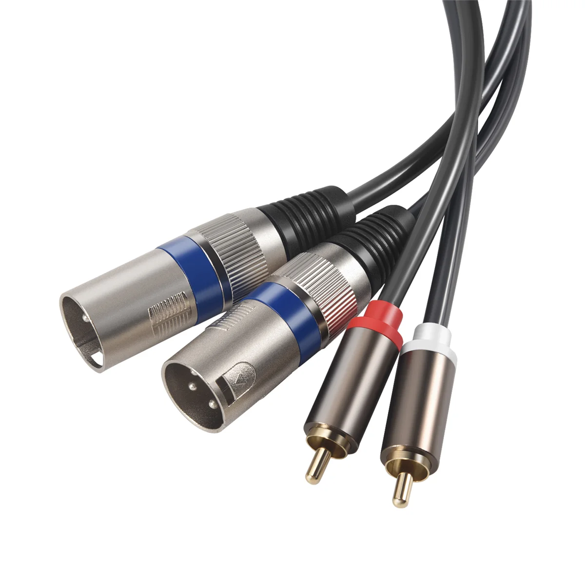 AU49_1.5M Cable doble Rca macho a Xlr macho 2 Xlr a 2 adaptador de enchufe Rca
