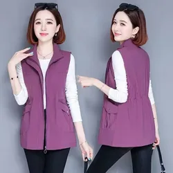 Spring Autumn Women Vest Coat New Solid Color Jacket Mid Long Female Sleeveless Waistcoat Tops Women's Basic Coat Chaleco Mujer