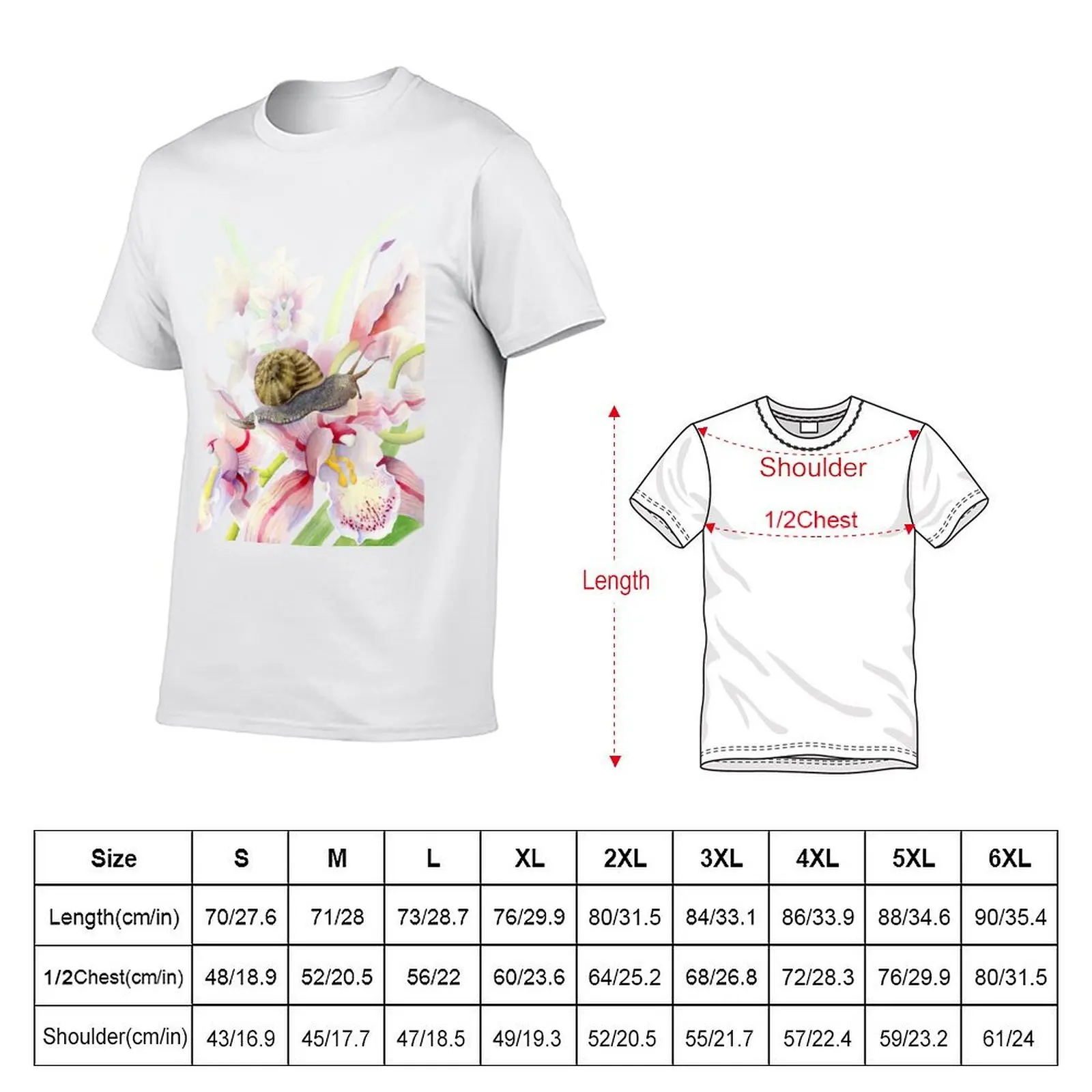 Orchid Snail T-Shirt Minimalist Plain Crew Neck T-Shirt