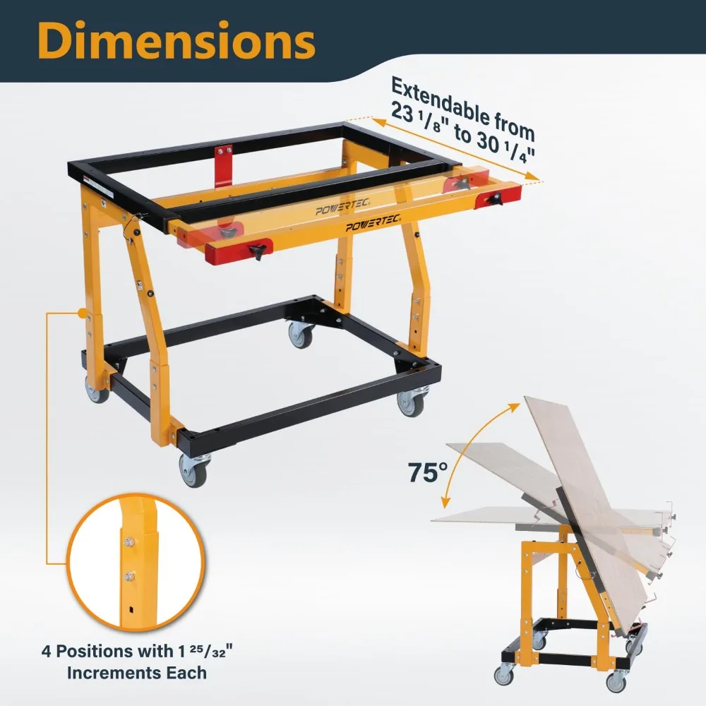 

Panel Transfer Cart with Tilting Top - Multi-Purpose Mobile Shop Stand, 220lbs Capacity, 31-37" Adjustable Height
