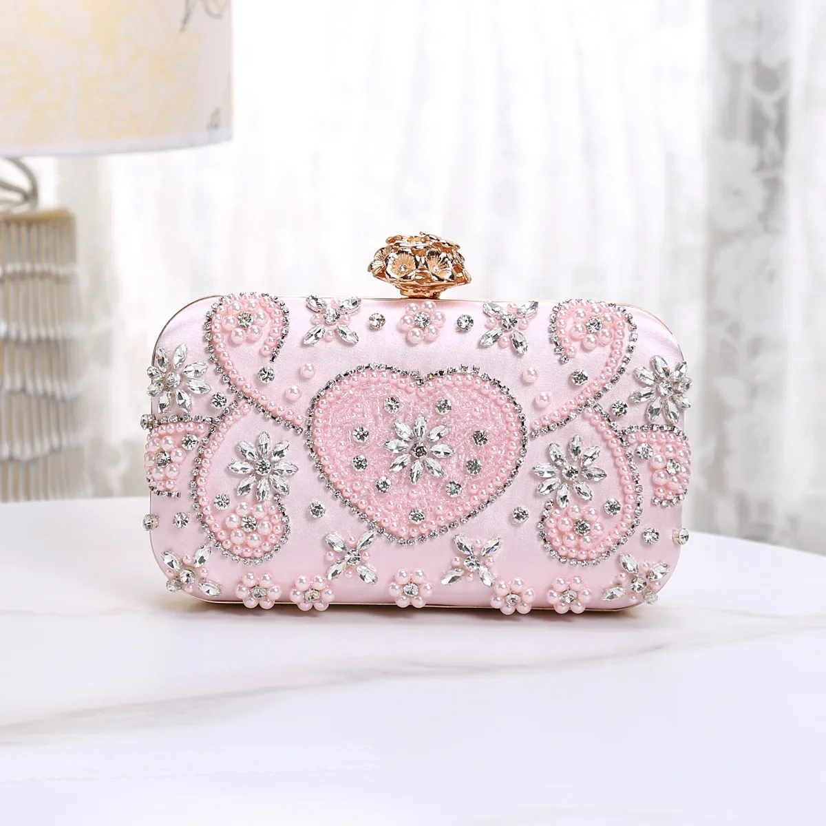 New High-Grade Handmade Diamond-Encrusted Retro Cheongsam Bag, Fashion Trend Polyester Dinner Bag High-End Ladies' Banquet Bag