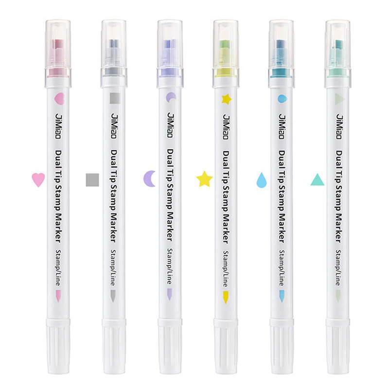 1/6pcs Dual Tips Stamp Marker Pen Set Color Highlighter Spot Liner Drawing Paint Art Office School Stationery Gifts For Children