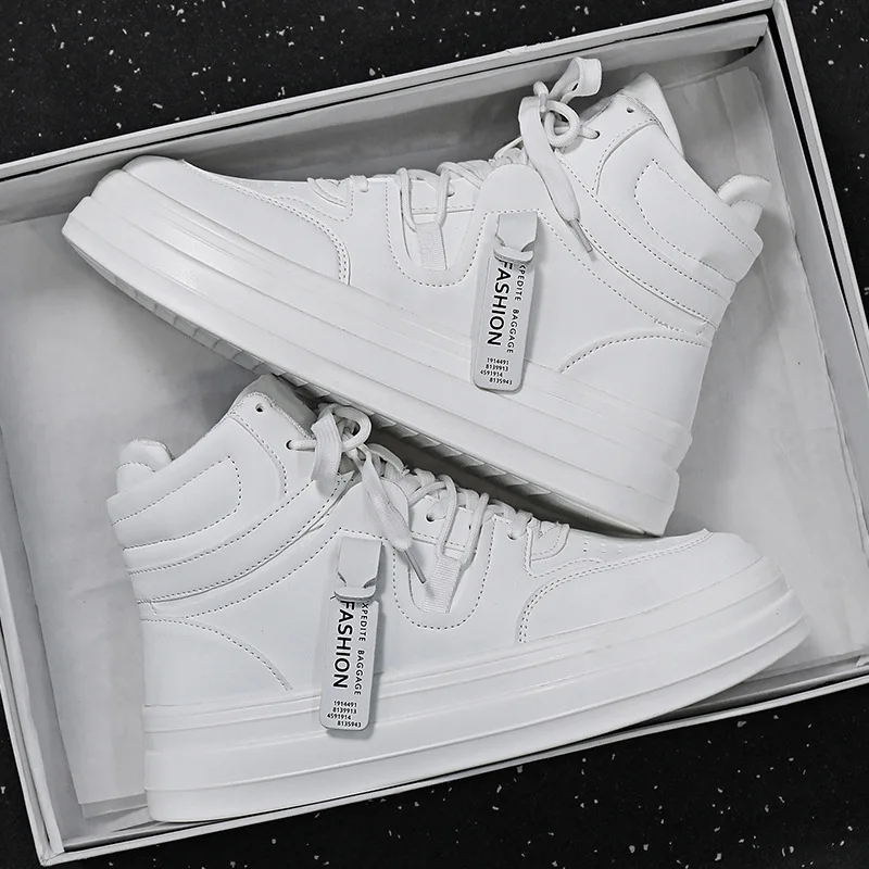 High Quality Men‘s Boots Korean Version Fashion Casual Shoes High-Top White Shoes for Men Zhongbang Short Boots Men's Sneakers