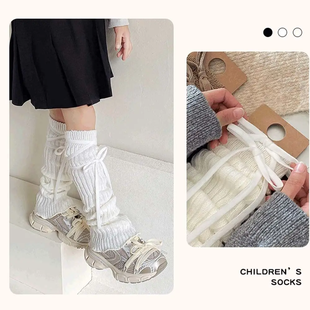 Fashion Korean Style Children's Leg Warmers Balletcore JK Knitted Leg Cover Woolen Long Stockings Strap Leg Socks Baby