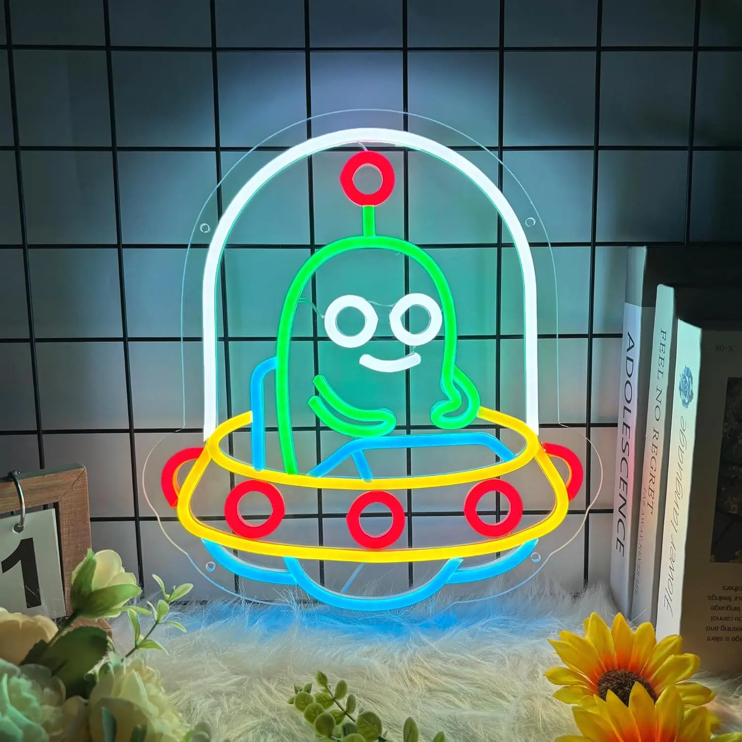 UFO النيون لتزيين الحائط عكس الضوء أنيمي لطيف الغريبة LED ضوء النيون لغرفة النوم لعبة غرفة رجل الكهف بار ديكور USB عكس الضوء