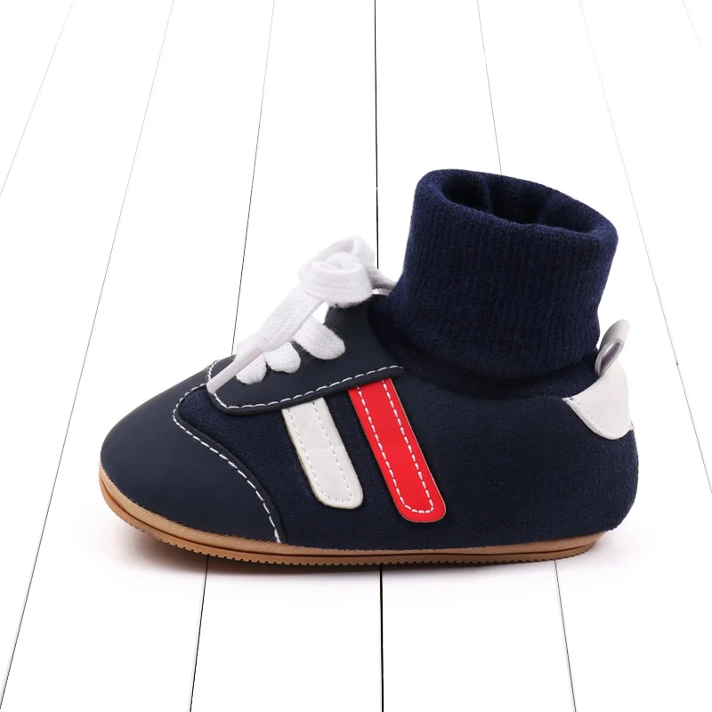 Baby Shoes Soft Cotton Ankle-covered Sock Style Sneaker High Quality Sole Toddler Prewalking Shoes Classical Design 2024 BXC3182