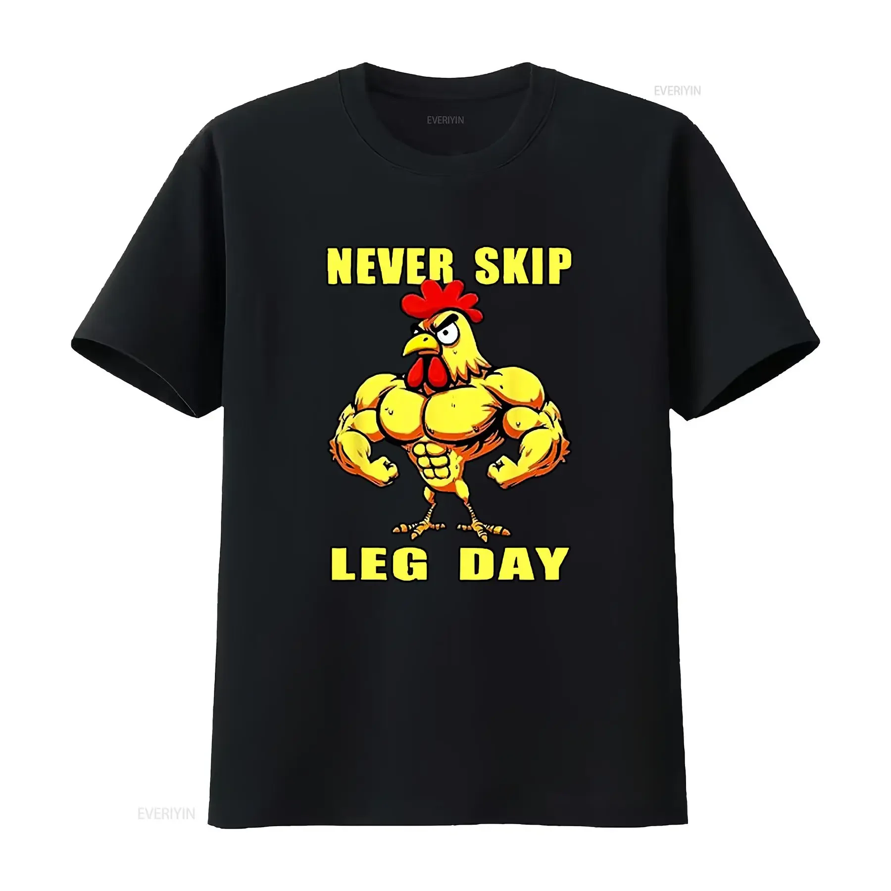 NEVER SKIP LEG DAY Chicken Rooster Funny Weightlifting T Shirt vintage Washed Soft Versatile fashion Stylish Slightly Stretched