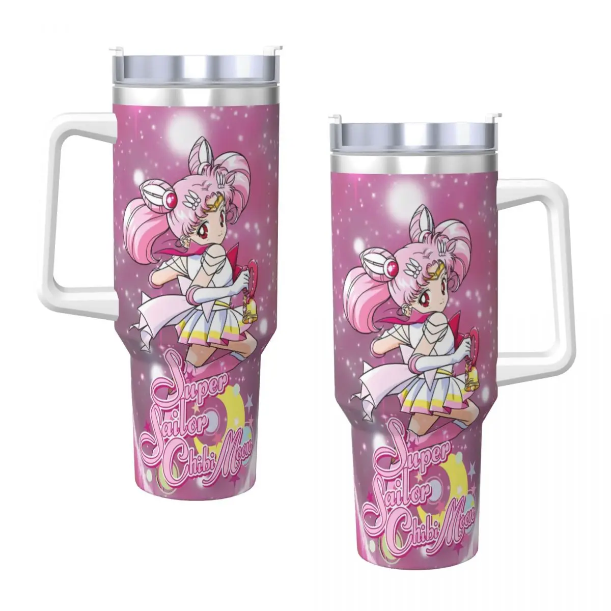 S-Sailor Moons Chibi Moon Stainless Steel Tumbler Beach Car Mugs 40oz Coffee Mug Leakproof Cold Drink Milk Tea Water Bottle