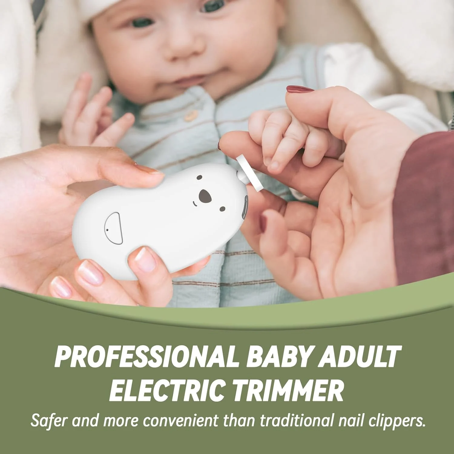 

A66I Детский триммер для ногтей, электрические, перезаряжаемые детские кусачки для ногтей с 6 шлифовальными головками и светодиодной подсветкой, безопасная детская пилочка для ногтей