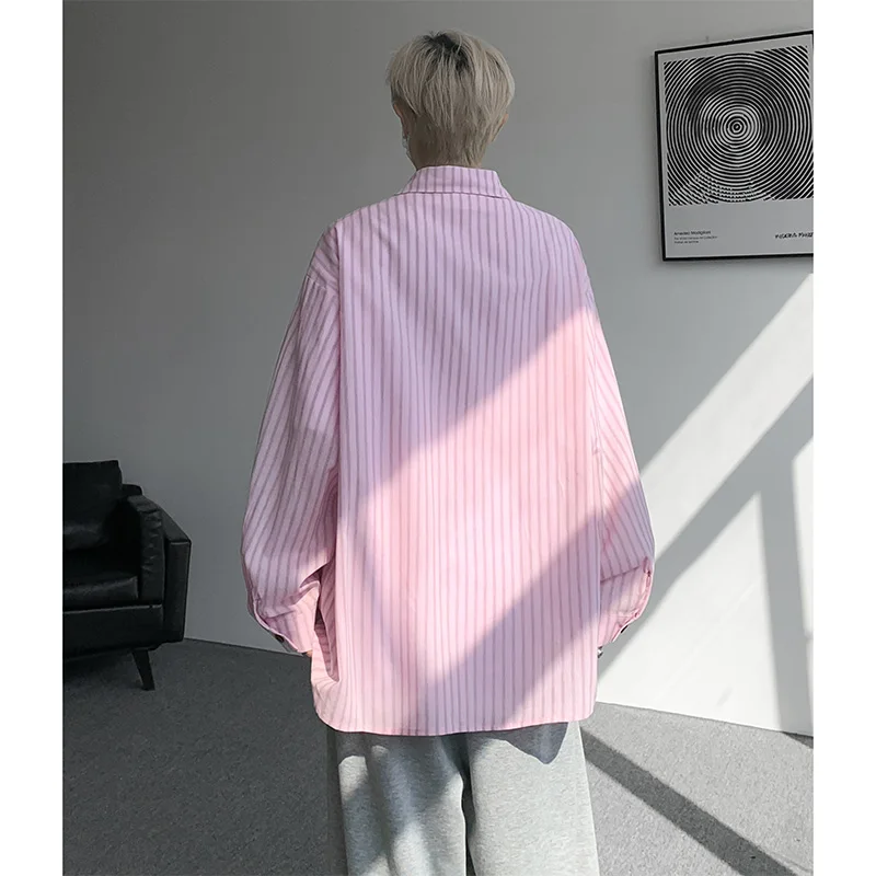 M-XXXXXL Single Breasted Striped Shirt with Chest Pocket Plus Size Long Sleeve Collared Blouse Men's Breathable Casual Office