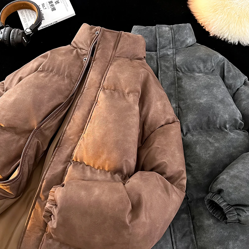 2024 Mens Leather Winter Jackets Classic Men Thick Winter Fur Collar Coats Outwear Overcoat ABZ596