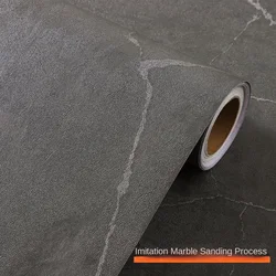 Sandstone Black Stone Faux Marble Waterproof Self Adhesive Wall Paper Muebles Furniture Oil Proof Kitchen Cabinets PVC Stickers