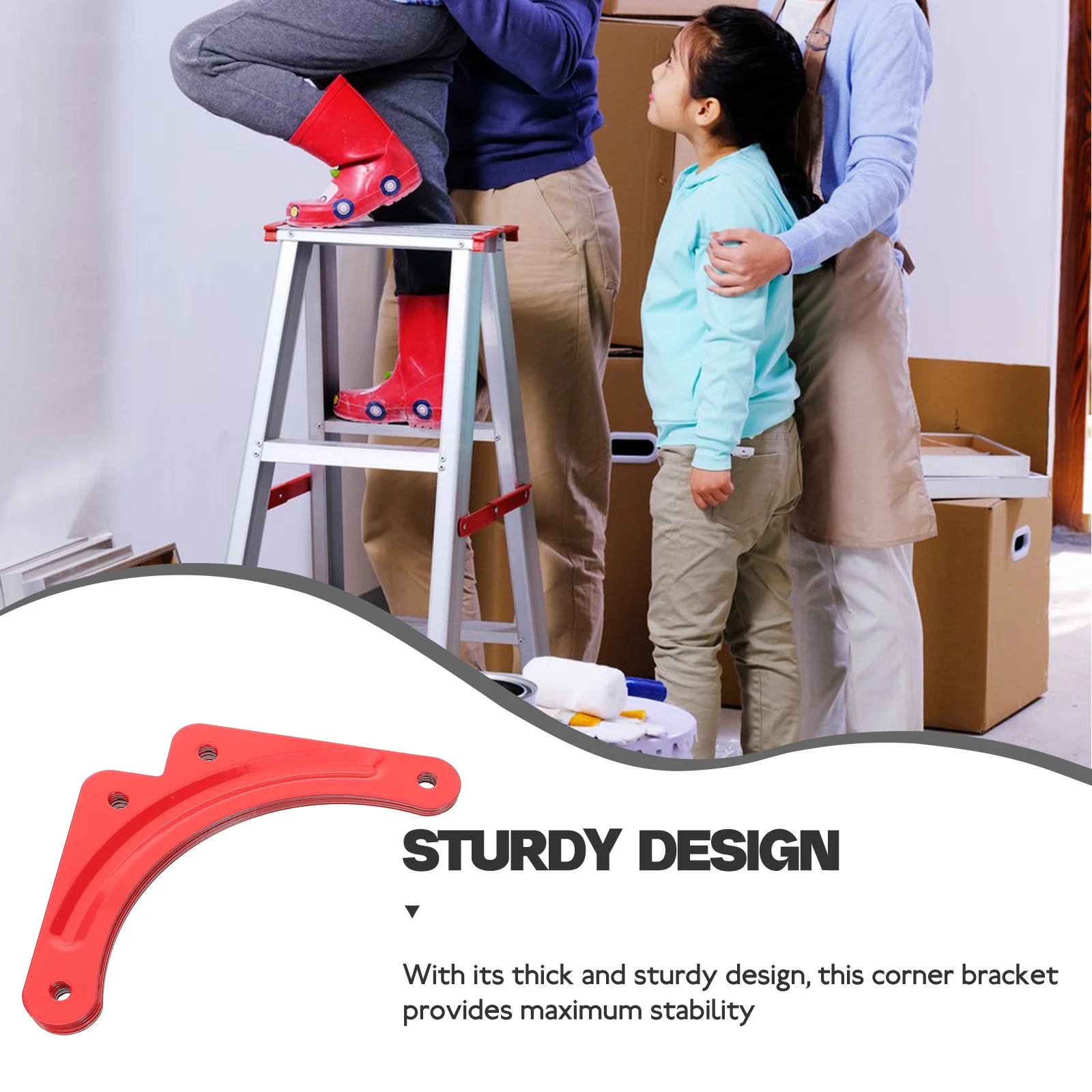 

10Pcs Heavy Duty Aluminum Alloy Ladder Reinforcement Plate Step Ladder Corner Bracket Thick Red Fixing Sheet Support