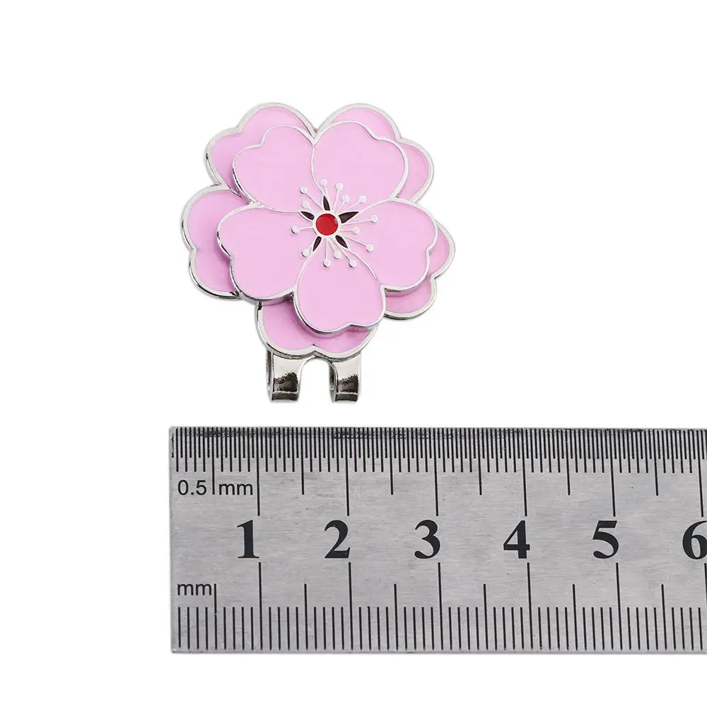 Golf Training Aids Cap Clip Magnetic Aiming Tool Ball Position Mark Pink Flower Golf Hat Clip Golf Putting Alignment Hat Marker