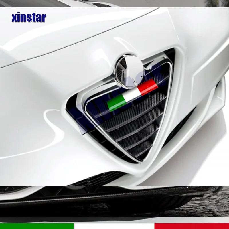 Car Italian Flag Front Grille Stickers Decals For Alfa Romeo Mito GTA 159 TI Brera 147 Auto Accessories