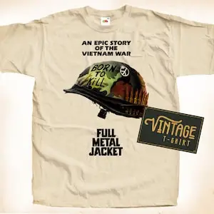 Full Metal Jacket V1 T shirt Tee Natural Vintage Cotton Movie Poster All Sizes
