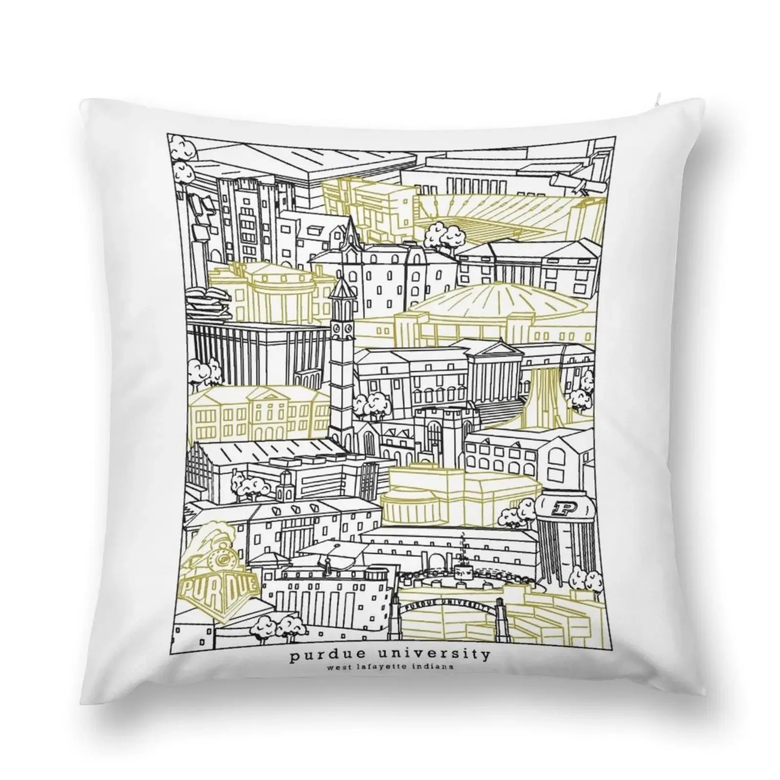 Purdue University Campus Artwork Throw Pillow bed pillows Cushion Cover Luxury Decorative Cushion Cover Pillow Cover pillow