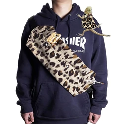 Bearded Dragon Leopard Pattern Carrier Adjustable Coral Fleece Reptile Out Bag Lizard Coat Reptile Small Pet Batwing Accessories