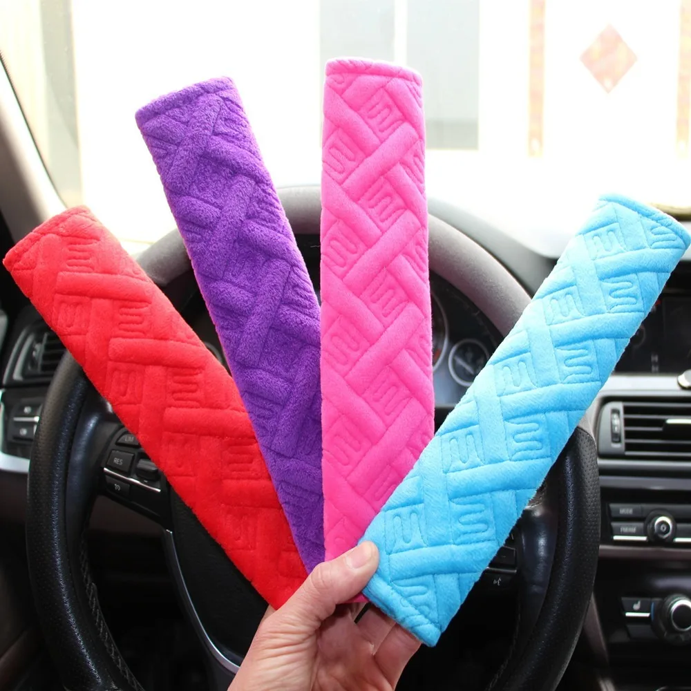 غطاء حزام مقعد السيارة المريح، حزام الأمان القطيفة الناعمة العالمية، وسادة الكتف، زخرفة حزام الأمان القابل للتعديل، حقائب الظهر