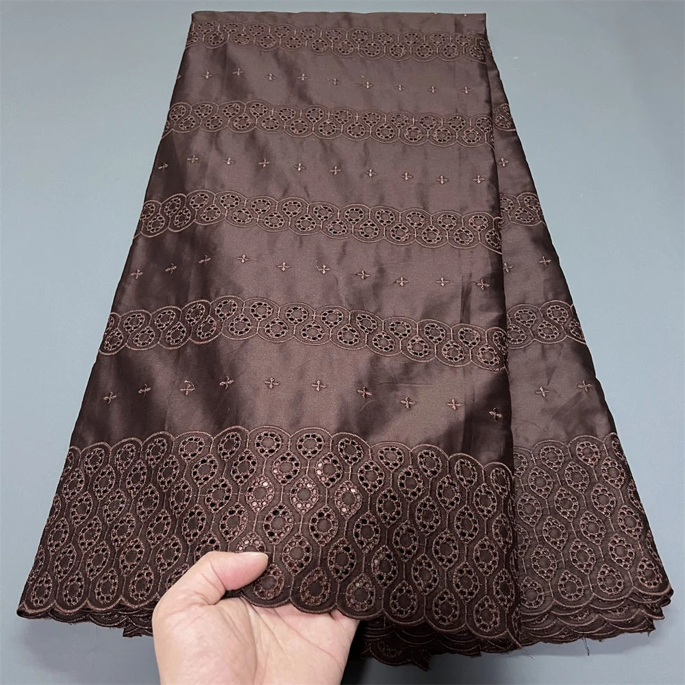 

Африканская кружевная ткань 2025 г., высокое качество, хлопчатобумажная ткань по метрам, вышивка, лен, вечерние платья, тюль, мода, ткань, 5 ярдов