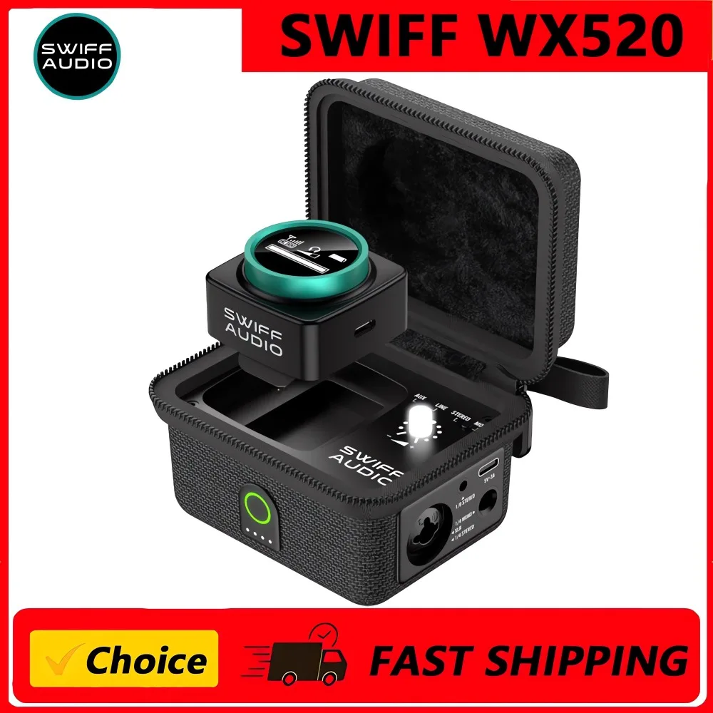 SWIFF WX520 Wireless in Ear Monitor System, Upgraded  Stereo IEM System Low Latency with Charging Case LED Display Auto-Pairing