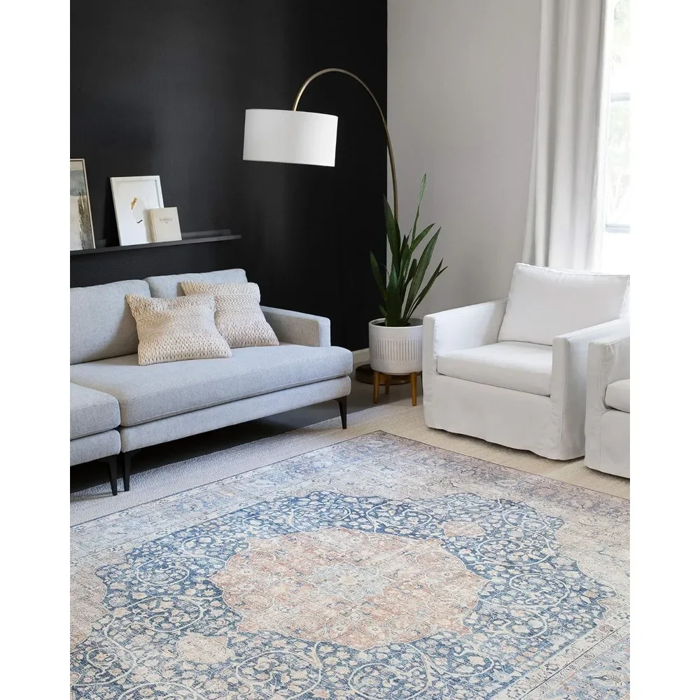 Area Rug, Soft, Durable, Vintage Inspired, Distressed, Low Pile, Non-Shedding, Easy Clean, Printed, Living Room Rug