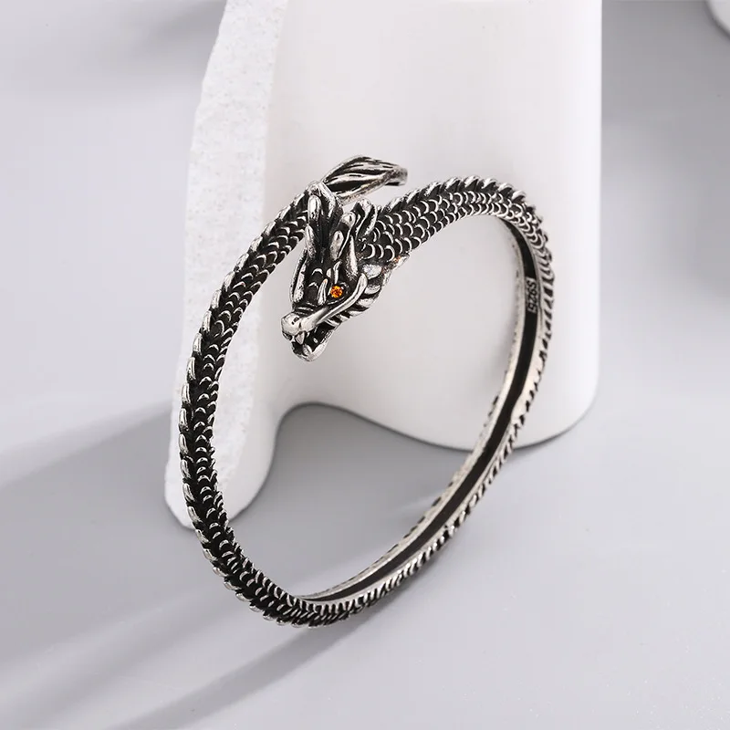 Neue Retro Kreative Drachen Armreifen Temperament 925 Sterling Silber Exquisite Persönlichkeit Beliebte Öffnung Armbänder TYB305