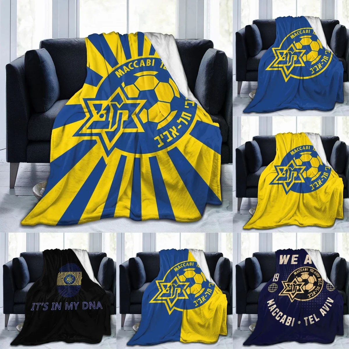 

Maccabi Tel Aviv Flannel Throw Blanket Warm Bed Blanket for Travelling Camping Living Room Sofa Bedroom Decor Gifts