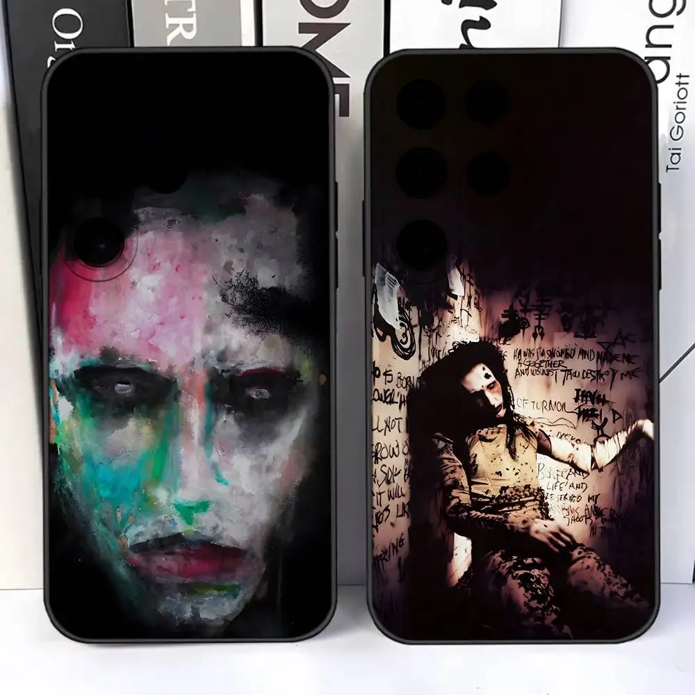 

Marilyn Manson WE ARE CHAOS For Samsung S25,S24,Ultra,S20,S30,Plus,S22,S23,Ultra,Plus,5G Black Silicone Soft Case