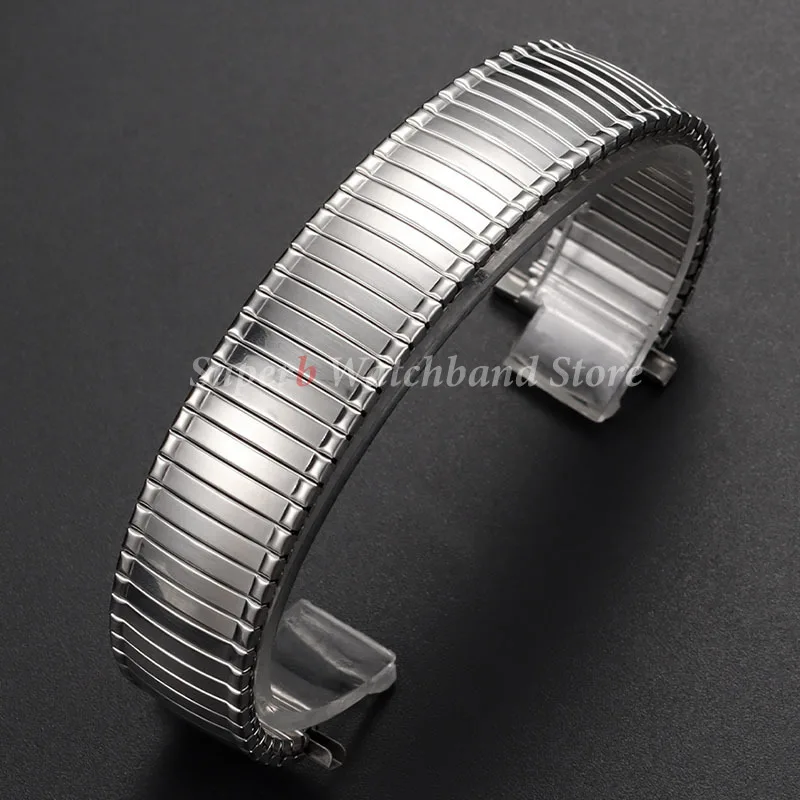 Tali Jam Tangan Baja Tahan Karat Ekspansi Tali Elastis Lebar Dapat Disesuaikan Aksesori Gelang Universal Pria Wanita 10-14Mm 16-23Mm