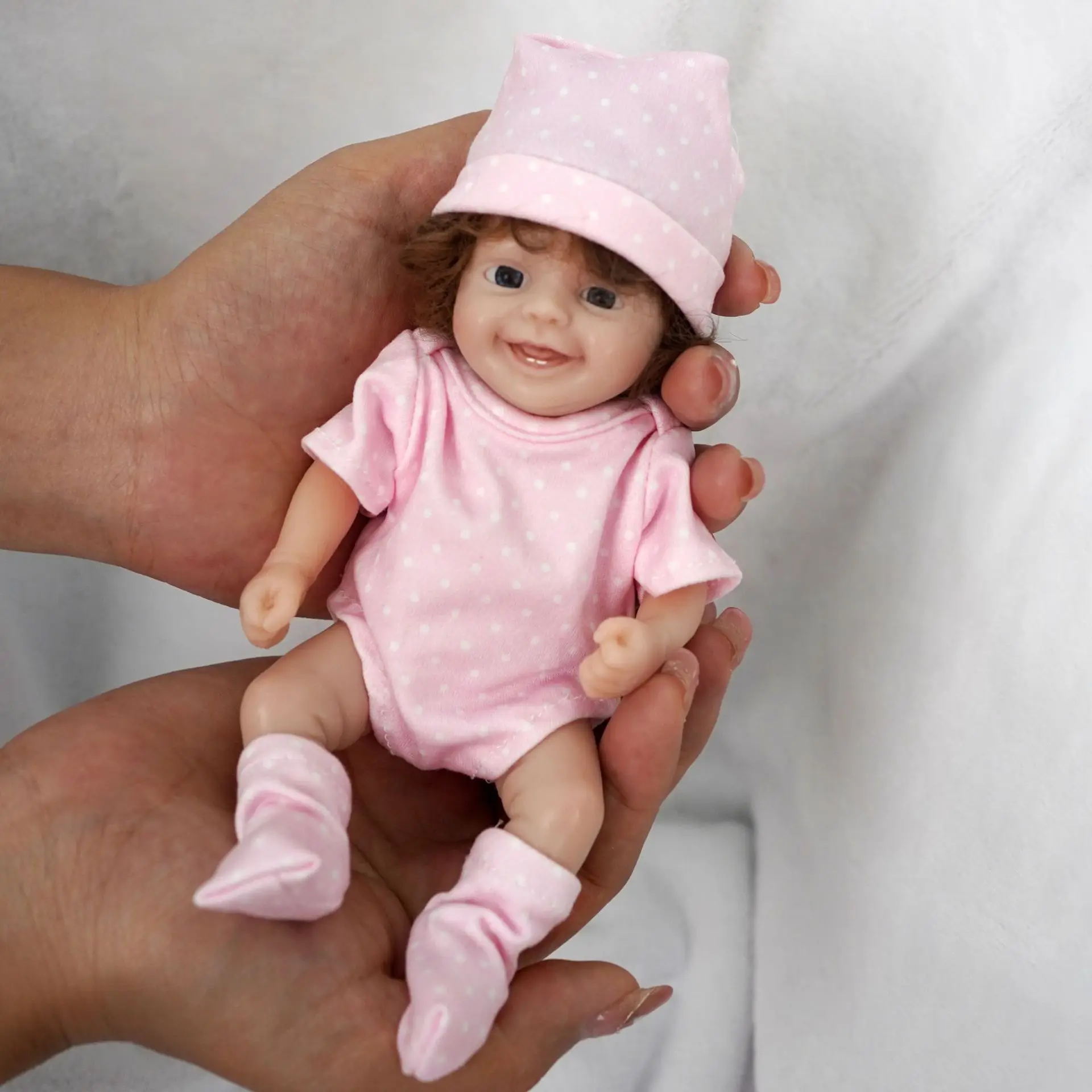 Cute Mini Reborn Doll 6 Inch Full Silicone Body Handmade Miniature Babies for Kids Christmas Birthday Gift - view 2