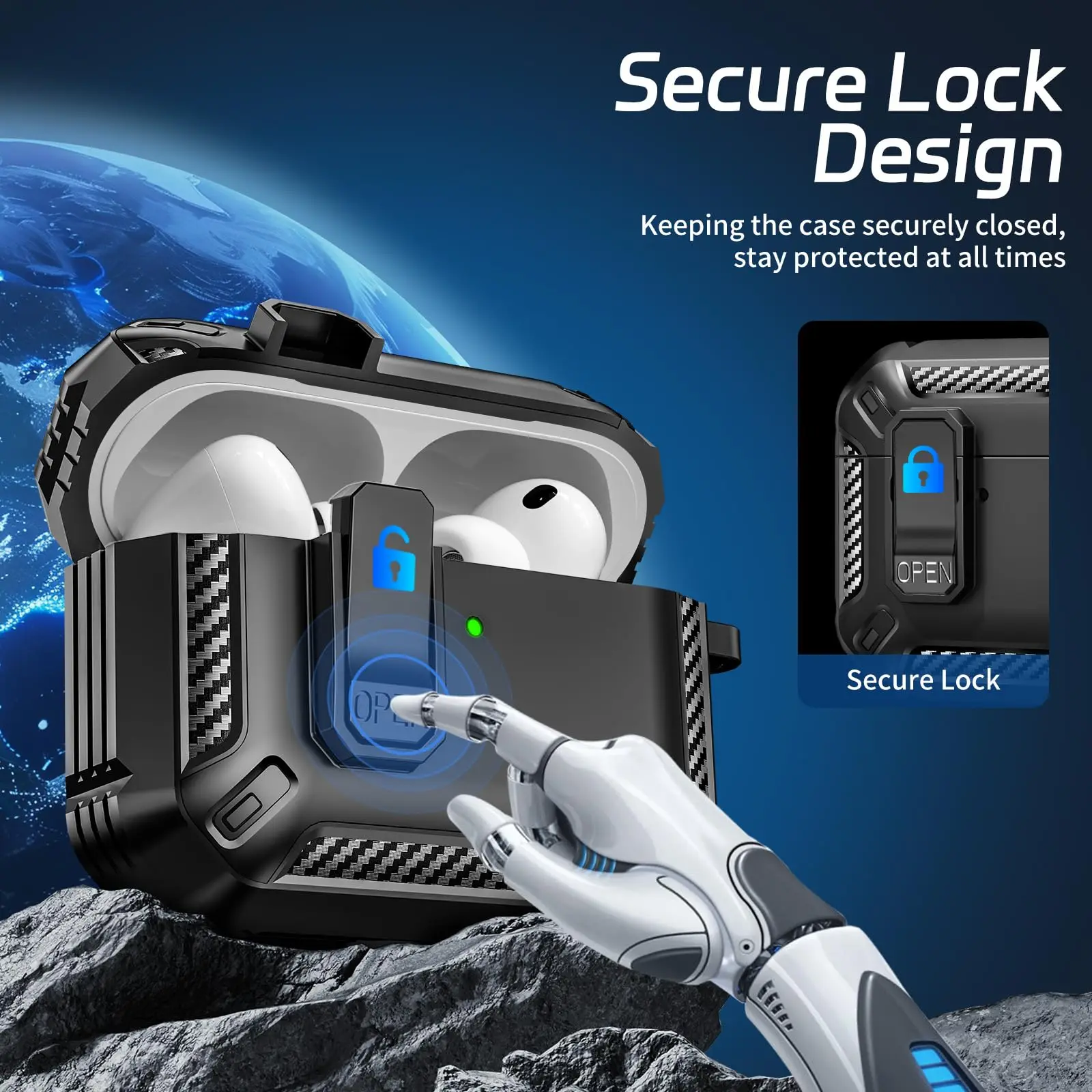 for AirPods Pro 3 Case Secure Lock Case Cover with Lanyard&Keychain Powerful Drop Protection For Airpods Pro 3rd Generation Case