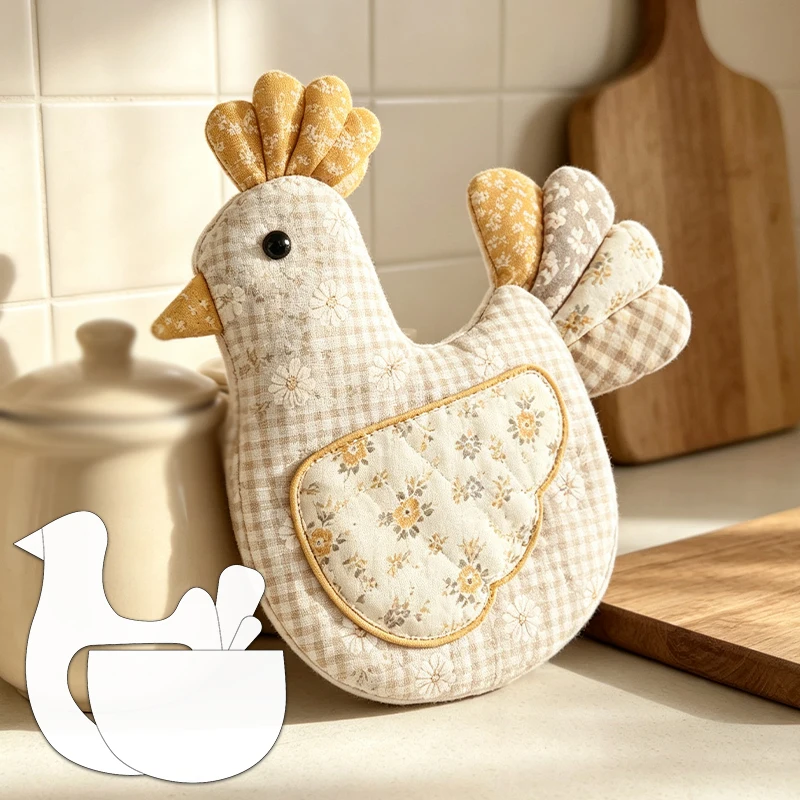 5pcs Chicken Oven Mitt Pattern Sewing Template