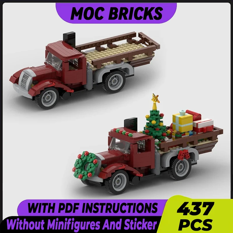 City Vehicle Model Moc Building Bricks Old City Truck Christmas Truck Technology Blocks Gifts Christmas Toys DIY Sets Assembly