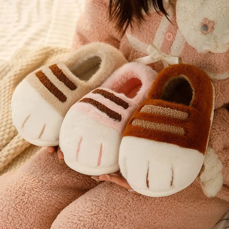Designer Female Cat Paw Slippers Home Girls Animal Claw Platform Shoes JK Gothic Slipper Woman Fluffy Fur Slides Home Shoes