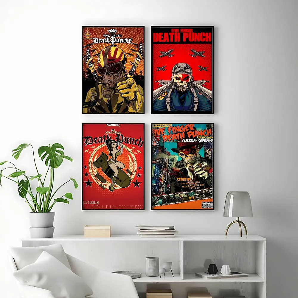 Rock Band Five Finger Death Punch Posters Premium Self-Adhesive No Residue Wall Sticker for Home Office Bar Decor
