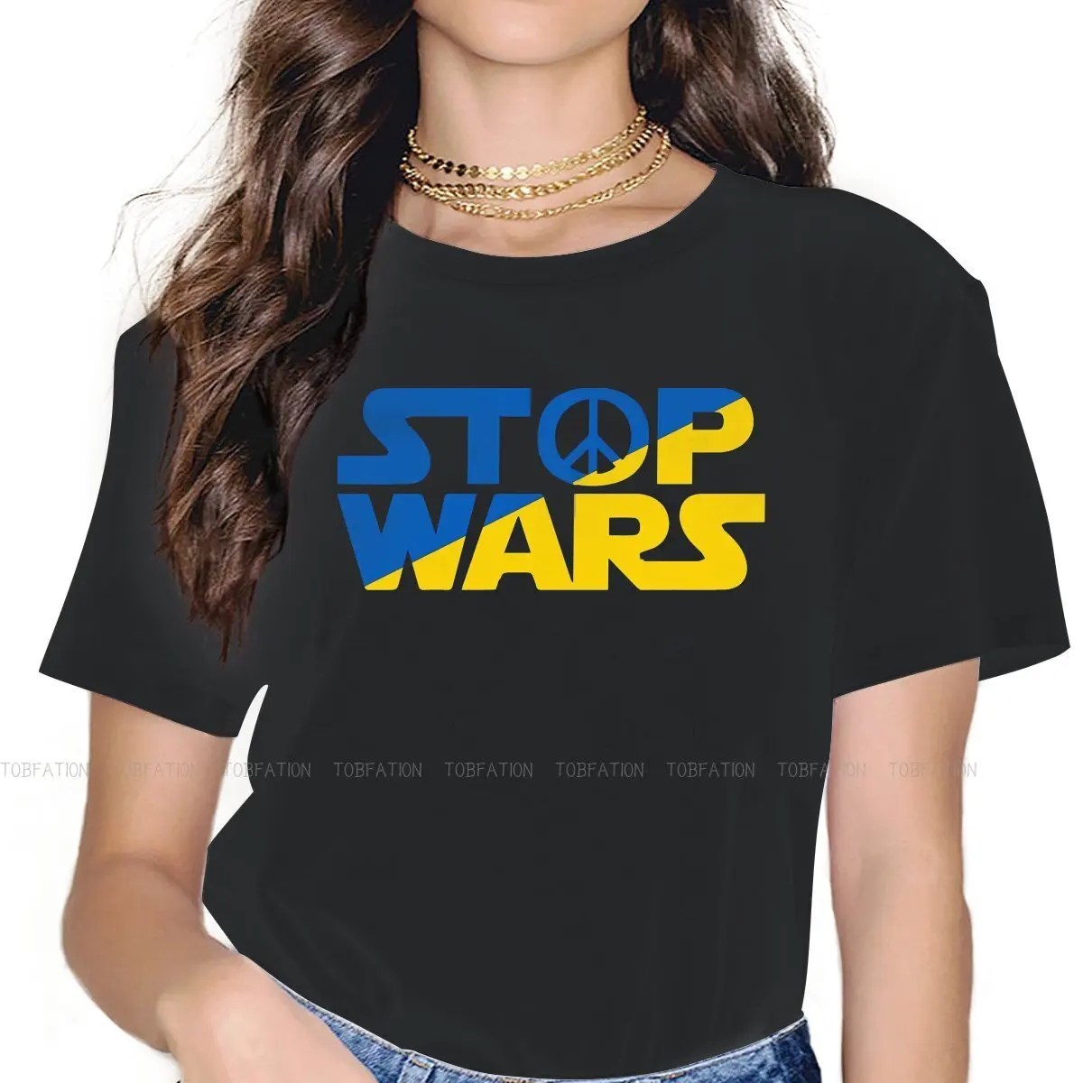 Women Clothes Stop the Wars No War Oversized Korean StyleT-shirt Kawaii Vintage Female Blusas