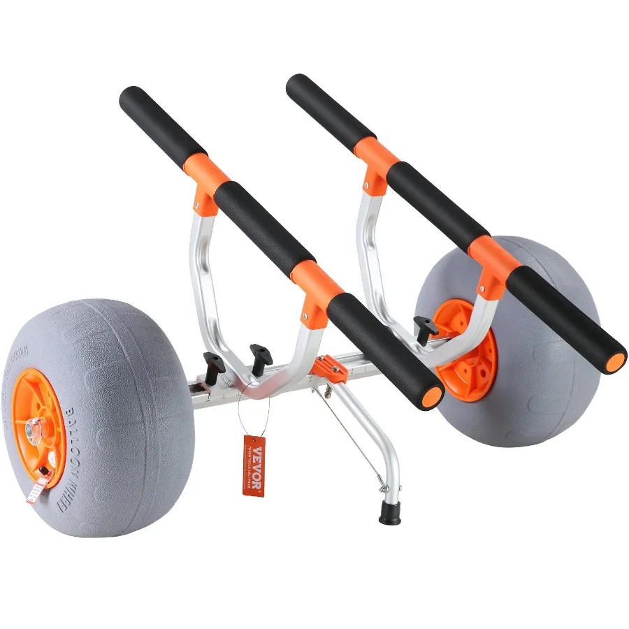 

VEVOR Heavy Duty Kayak Cart Foldable Canoe Trolley Cart with 12'' Tires Adjustable Width 6.69"-17.32" 350 Lb Weight Capacity Ka